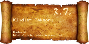 Kindler Taksony névjegykártya